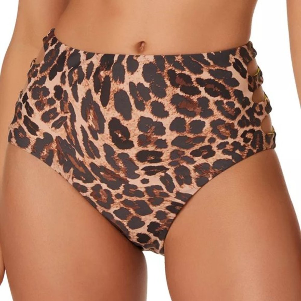 Bar‎ III Beach Cheetah High Rise Bikini Swim Bottom Natural S